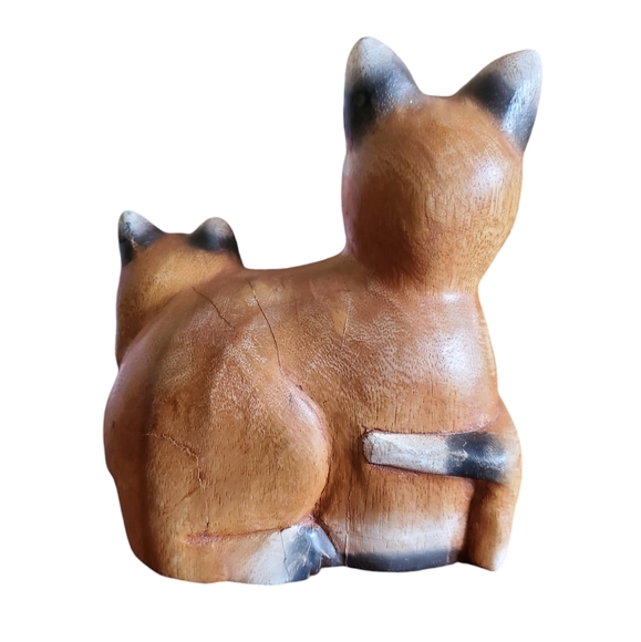Vintage Handcarved Cat Family Figure Siamese MCM Wood Kittens~Pre-Owned Thailand - Picture 4 of 11